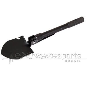 Ferramenta 3 em 1: Pá de Aço Dobrável com Picareta, Serra e Bússola